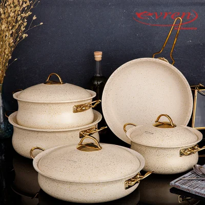 Evren 9 Parça Cream Jupiter Güveç Set (Granit Kapak)